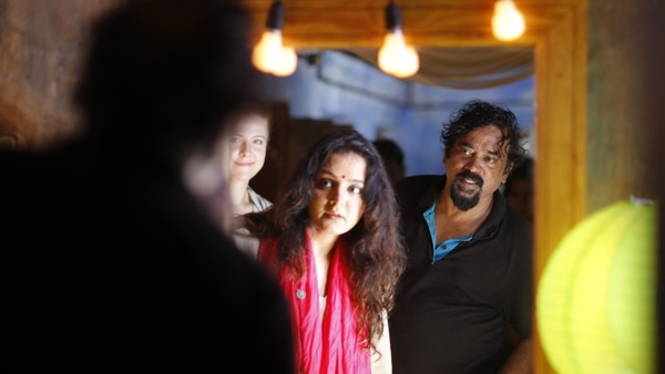 Santosh Sivan and Manju Warrier on the sets of Jack & Jill