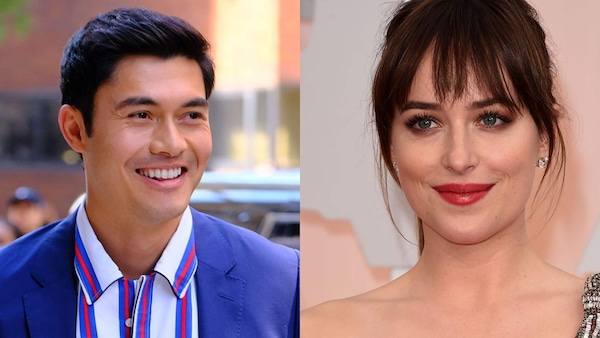 Henry Golding (left) and Dakota Johnson (right).