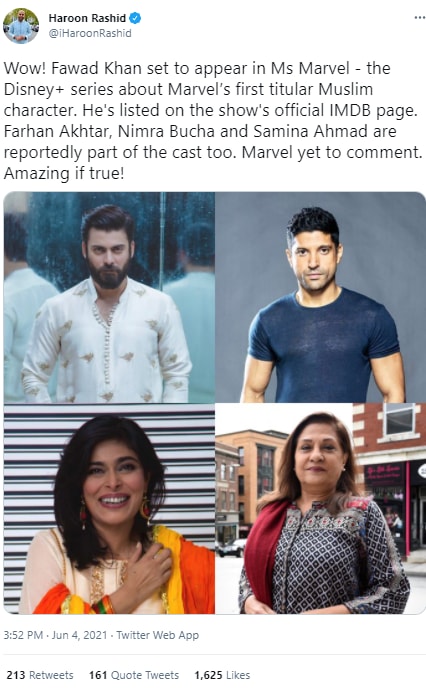 Haroon Rashid's tweet.