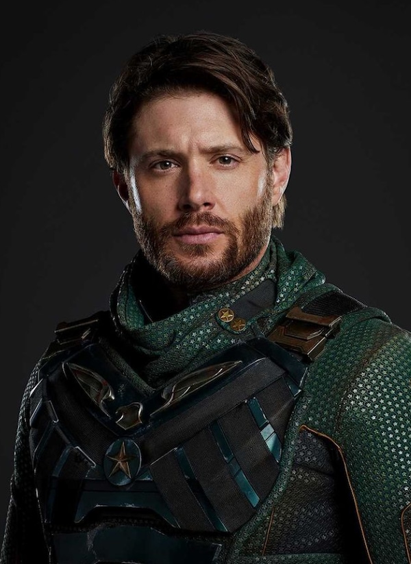 Ackles in a close up as Soldier Boy