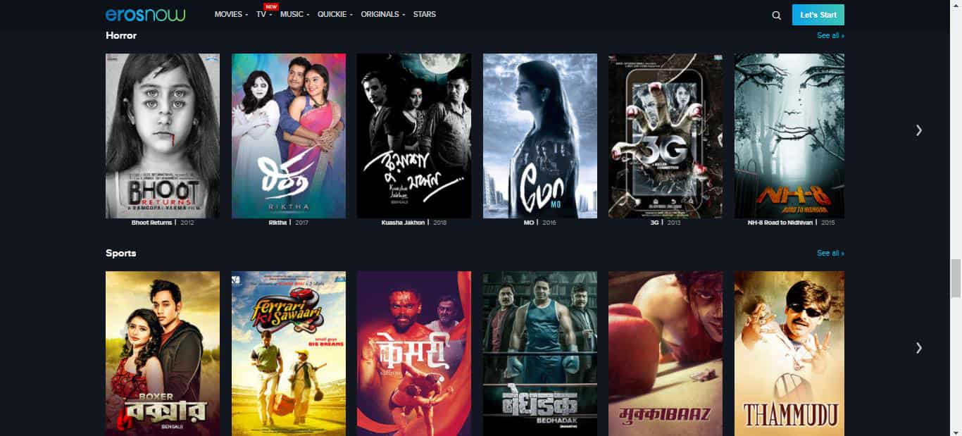 Eros now sale watch free movies