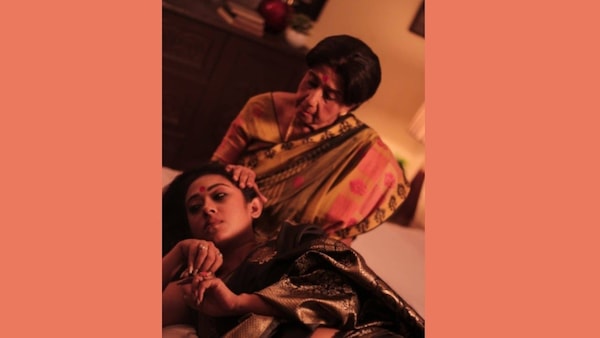Ankita Chakraborty with Sabitri Chatterjee in a still from Kadambari Aajo