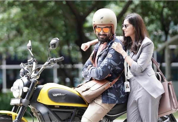 Prithviraj and Kalyani Priyadarshan in a still from Bro Daddy