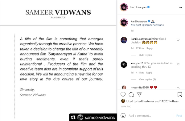 Kartik Aaryan/ Instagram