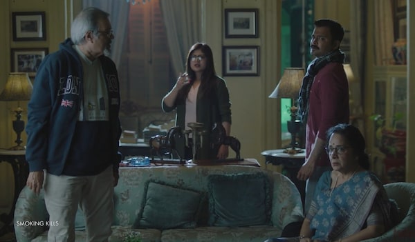 The characters engage in a heated argument in a still from the show