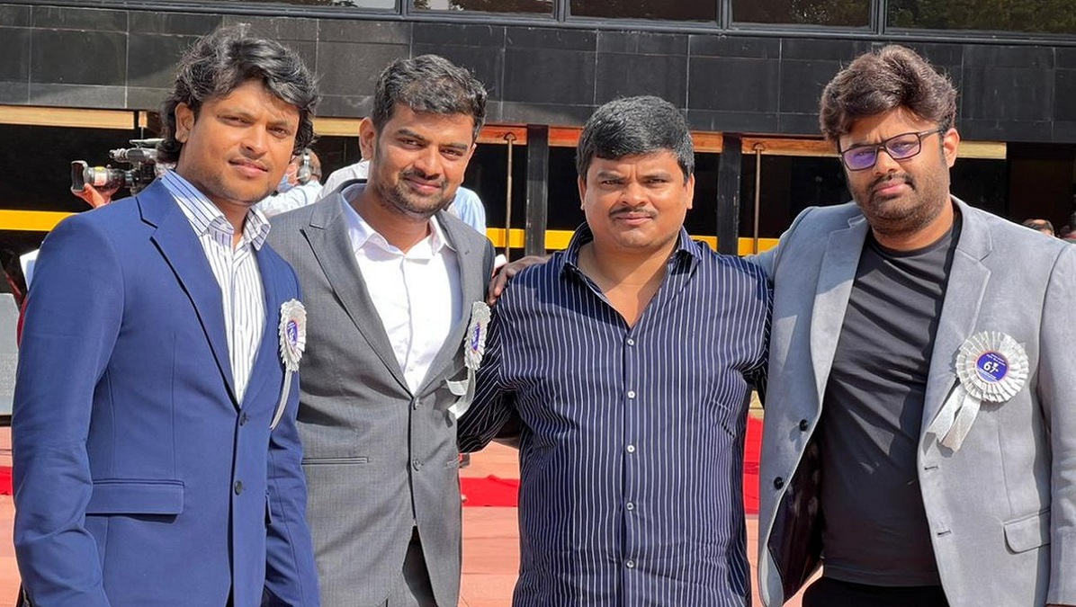 Jersey: Director Gowtam Tinnanuri, editor Navin Nooli, producer Naga Vamsi at the 67th National Film Awards