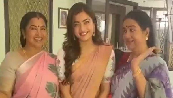 Rashmika, Radhika Sarathkumar and Urvashi bond on the sets of Aadavaallu Meeku Johaarlu