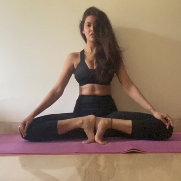 Another quirky yoga pose by the actress.