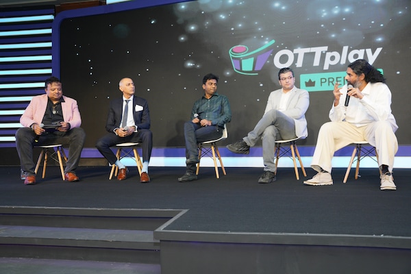 (Left to Right) - Hrishikesh K (Moderator), Monty Ghai (Partner, International OTTs), Vijayprakash R (Founder & CEO, Nammaflix), Girish Dwibhashyam (VP – Strategy, DocuBay), Avinash Mudaliar (Co-Founder, OTTplay)