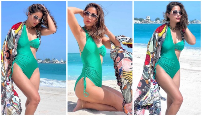 PHOTOS: Hina Khan soaks up the sun in a SIZZLING HOT green monokini