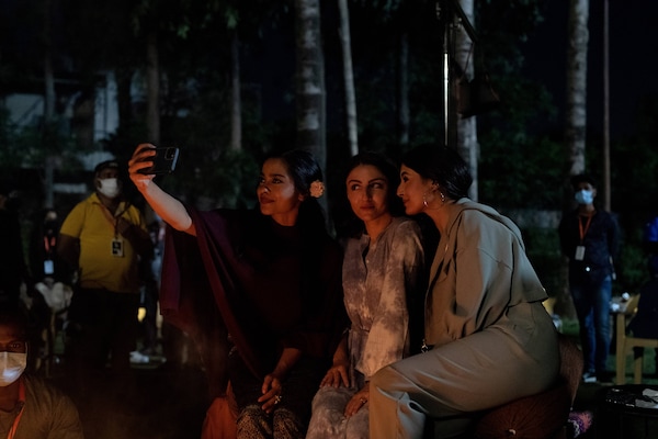 Shahana Goswami, Soha Ali Khan and Kritika Kamra in a still from Hush Hush