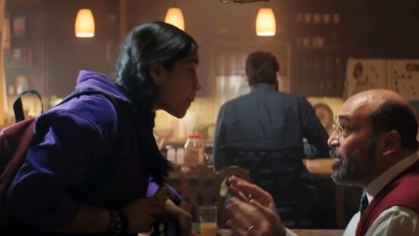 Mohan Kapur and Iman Vellani from a still in Ms Marvel