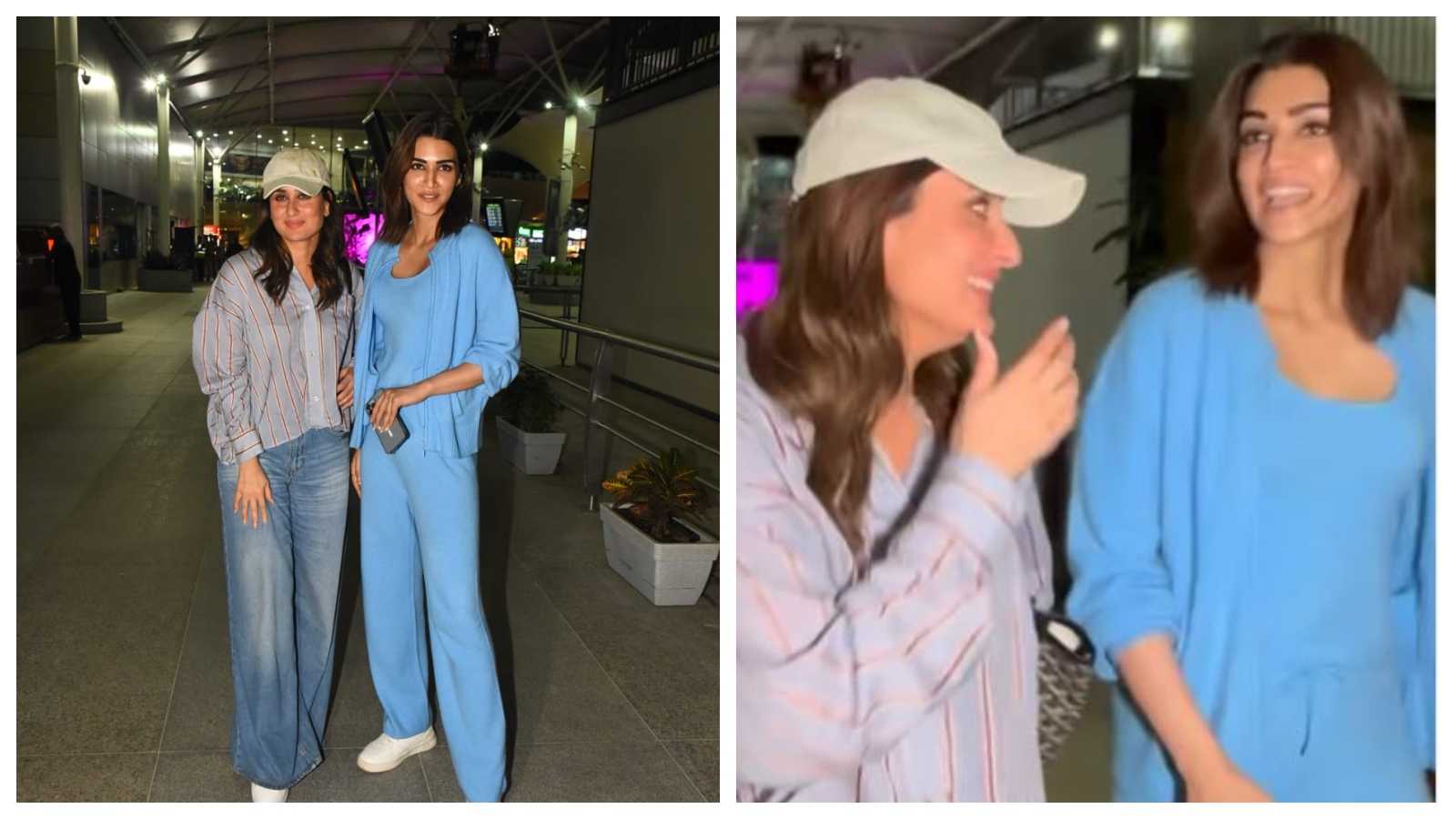 'Fake love fake jhappi': The Crew stars Kareena Kapoor Khan and Kriti Sanon happily interact at airport, get trolled