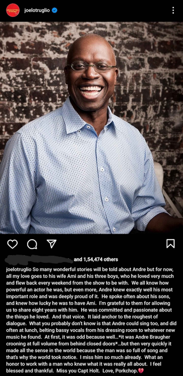 Joe Lo Truglio pays tribute to Andre Braugher