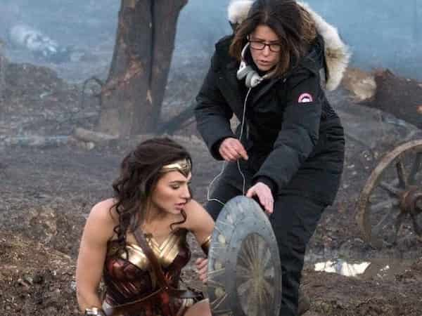 Gal Gadot and Patty Jenkins on the set of Wonder Woman (2017)