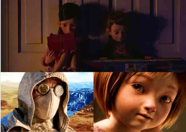 Still from All Through The House (above), Snow in the Desert (left), and Pop Squad (right)