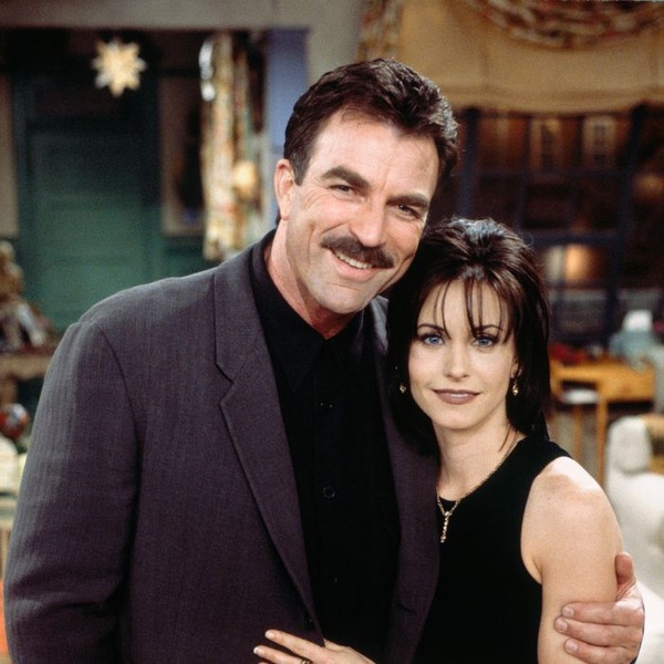 Tom Selleck and Courtney Cox on the set of Friends