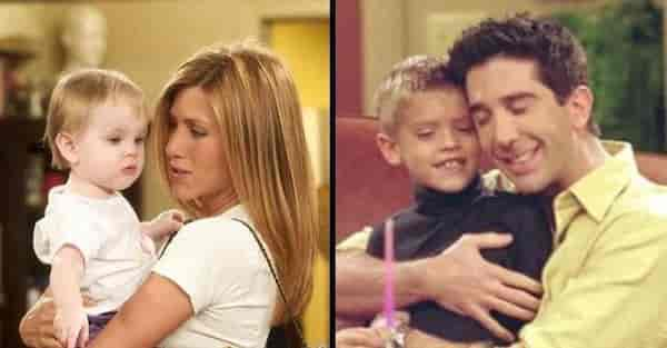 Emma with Rachel (Jennifer Aniston) and Ben with Ross (David Schwimmer)