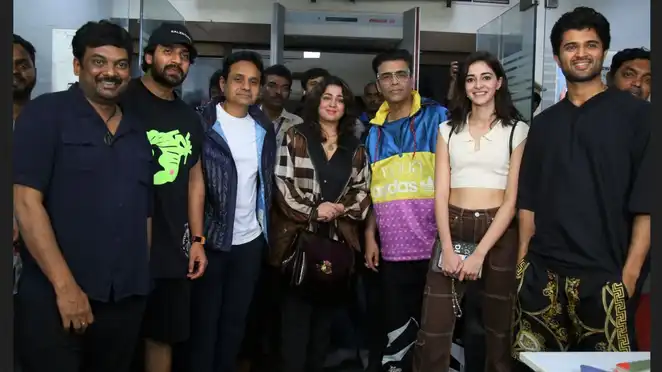 In Pics: Liger - Vijay Deverakonda, Ananya Panday, Karan Johar's meet and greet at Hyderabad airport prior the trailer release