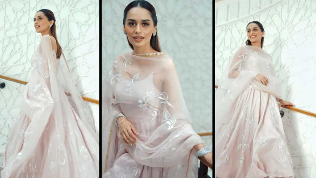 Manushi Chhillar looks as pretty as a picture in baby pink ethnic attire