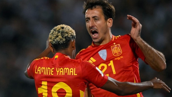 Mikel Oyarzabal celebrating a goal with Lamine Yamal. Image | FIFA