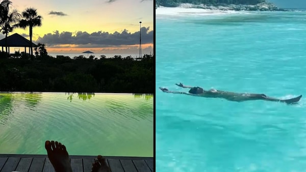 Priyanka Chopra and Nick Jonas take a dip in the ocean