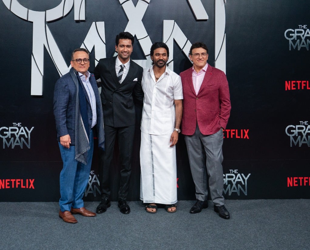 Russo brothers with Dhanush and Vicky Kaushal