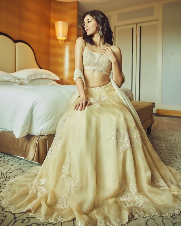 Ananya Panday appears lavish in her cream-colored lehenga