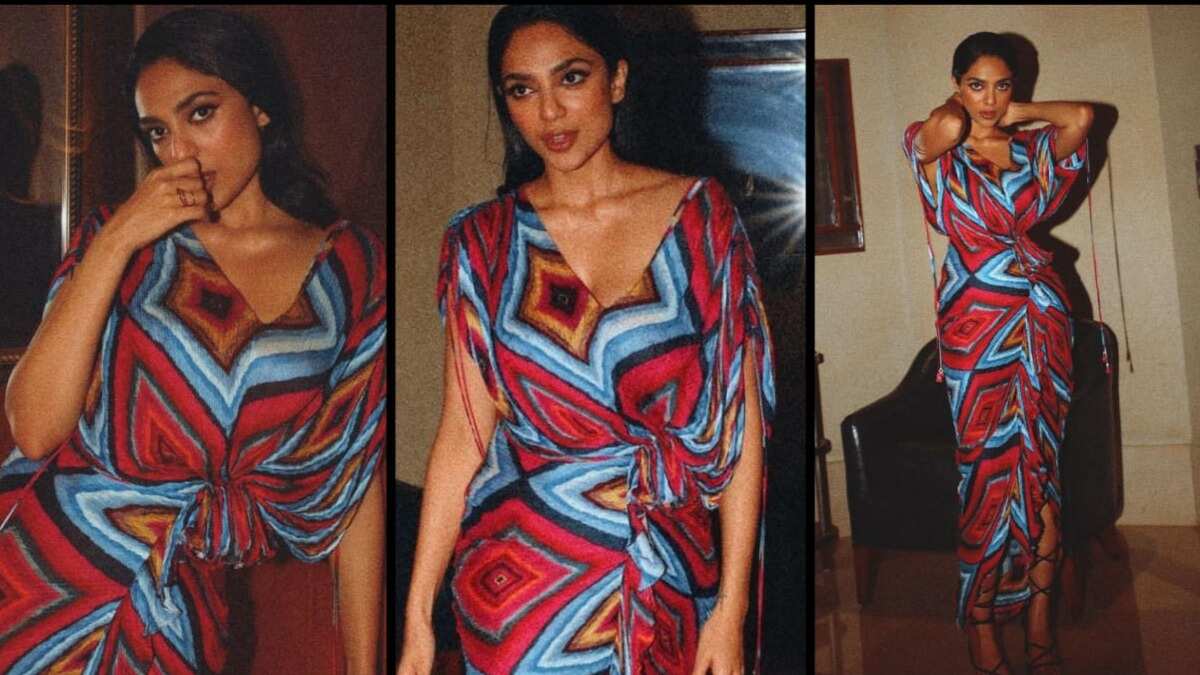 Sobhita Dhulipala shines in this multicoloured gown