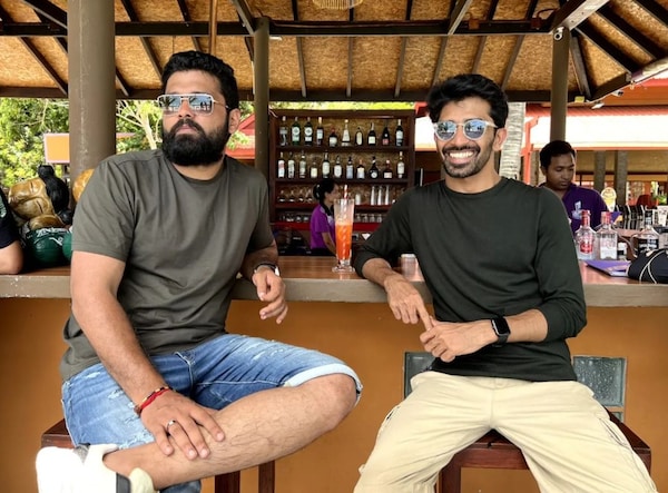 Rakshit and director Kiranraj chilling out during the Thailand trip