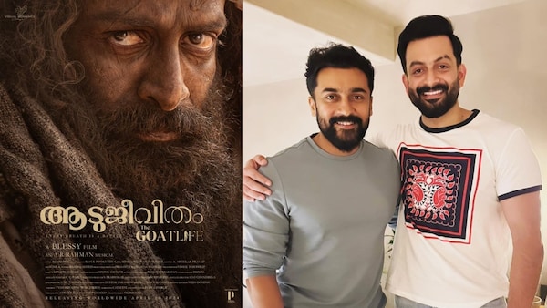 Suriya wishes Prithviraj Sukumaran, Blessy, and AR Rahman ahead of Aadujeevitham release; pens a heartfelt note