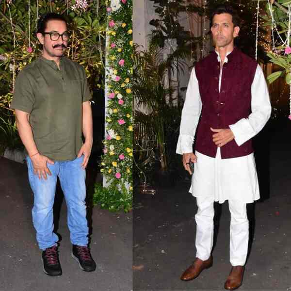 Bollywood stars Aamir Khan and Hrithik Roshan appeared in style for the celebrations. (Image Credit: Manav Manglani)