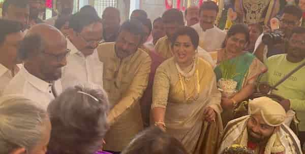 Rajinikanth, Venkaiah Naidu, Mohan Babu along with Sumalatha and Abishek