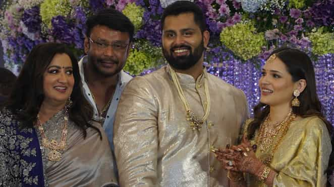 #Abiva reception: Chiranjeevi, Darshan, Shatrughan Sinha, Jackie Shroff, Ramya, etc, at star-studded do