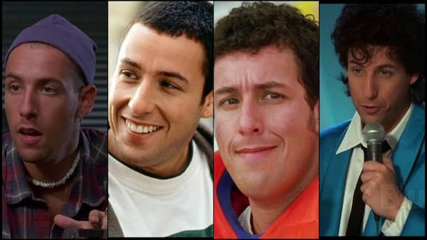 From left; Adam Sandler in Airheads, Big Daddy, The Waterboy and The Wedding Singer