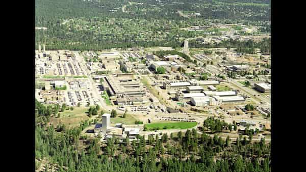 Aerial view of Los Alamos National Laboratory. Image via Wikimedia Commons