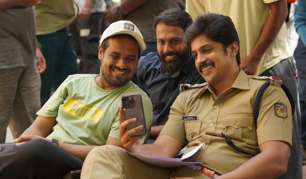 Arjun Radhakrishnan with Ahammed Khabeer on the sets of Kerala Crime Files S2
