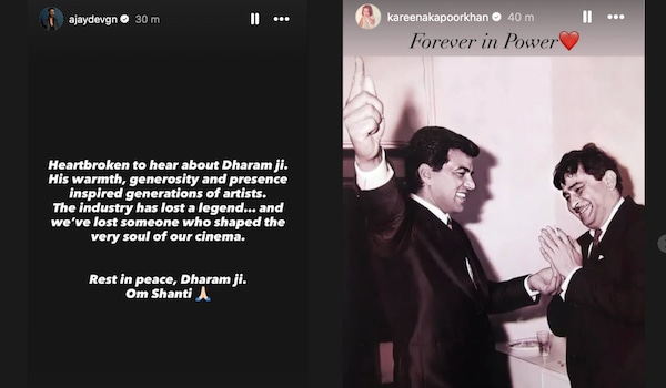 Ajay Devgn and Kareena Kapoor expressed sorrow over Dharmendra's death