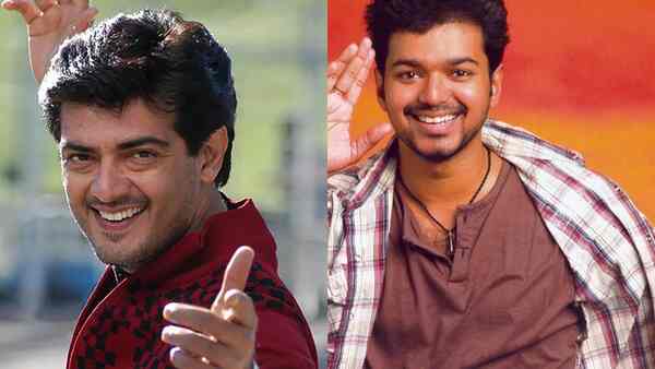 Ajith in Aalwar; (right) Vijay in Pokkiri