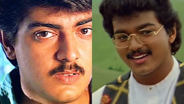 Ajith in Vaanmathi; (right) Vijay in Coimbatore Maapillai