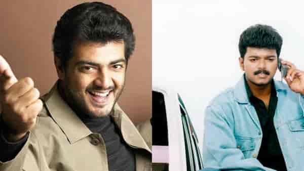 Ajith in Villain; (right) Vijay in Bagavathi