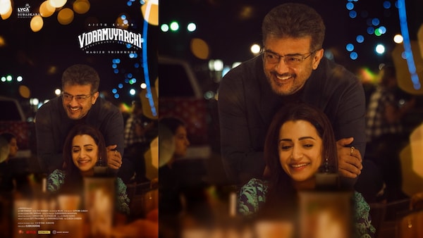 Ajith Kumar and Trisha Krishnan in Vidaamuyarchi poster.