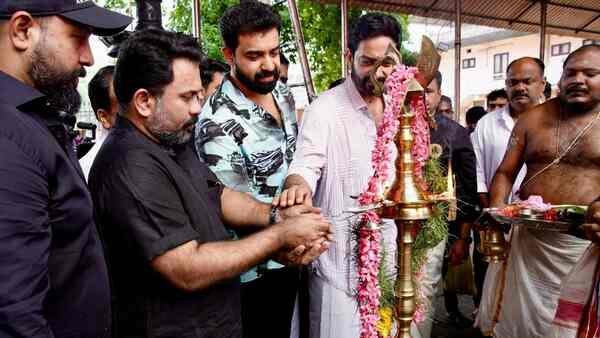 Aju Varghese, Siju Wilson and Saiju Kurup at the film's pooja