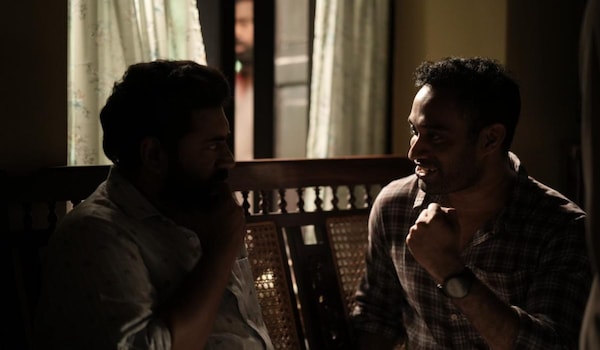 Akhil Sathyan and Nivin Pauly on the sets of Sarvam Maya