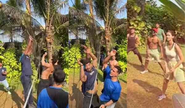 Akshay Kumar plays volleyball with Pro Kabaddi League’s Bengal Warriors; Tiger Shroff and Disha Patani join them