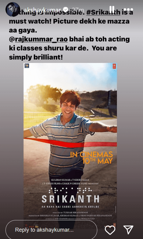 Akshay Kumar's Instagram story