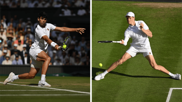Low shot, high stakes. Photos via Facebook/@wimbledon