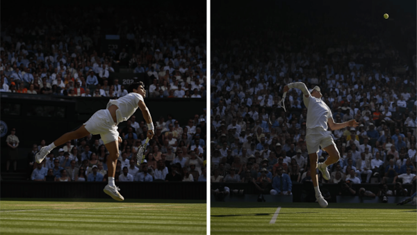 Serving fire in the golden hour. Photos via Facebook/@wimbledon
