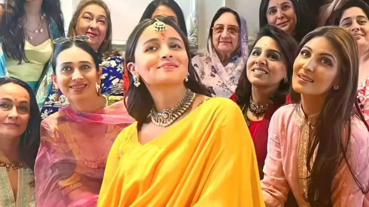 Alia Bhatt went ‘kesariya’ for her baby shower, celebrates with Akanksha Ranjan, Karisma Kapoor – see pics