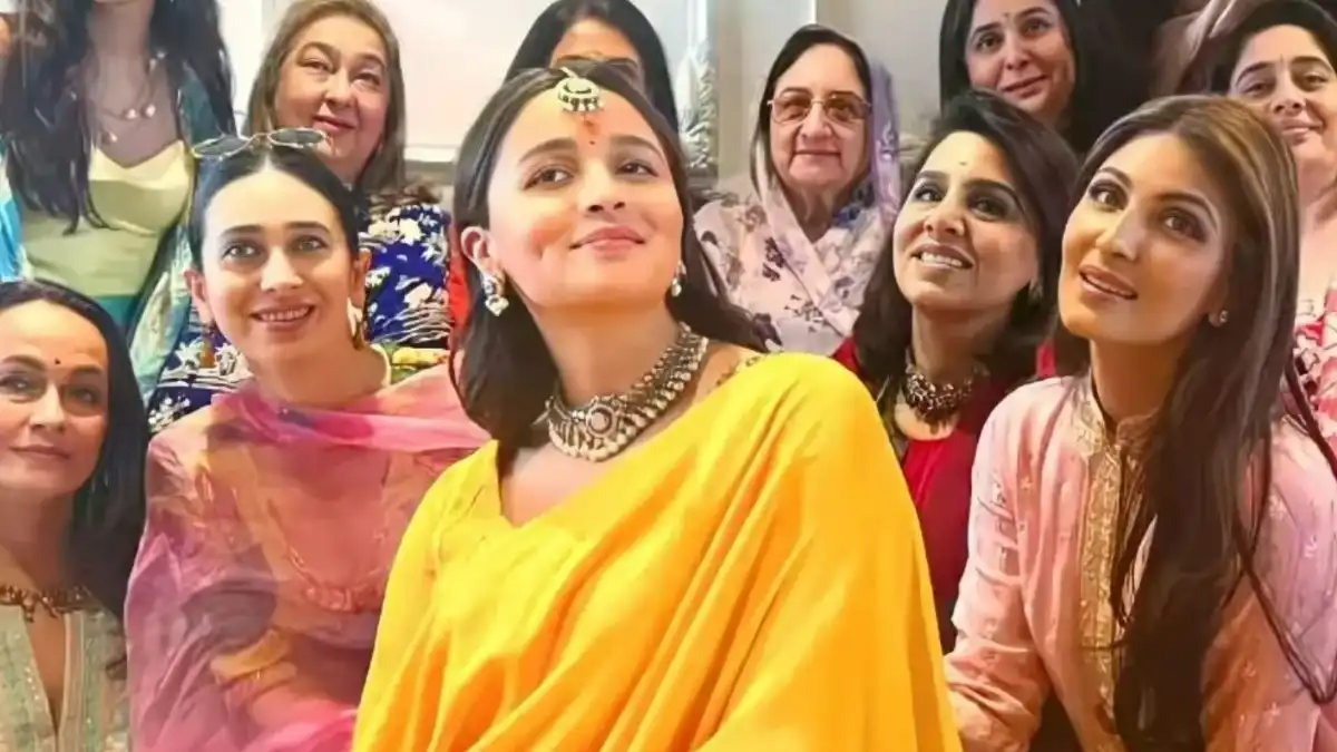 Alia Bhatt went ‘kesariya’ for her baby shower, celebrates with Akanksha Ranjan, Karisma Kapoor – see pics